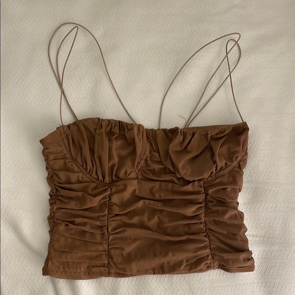 Brown Ruched Bustier Camisole